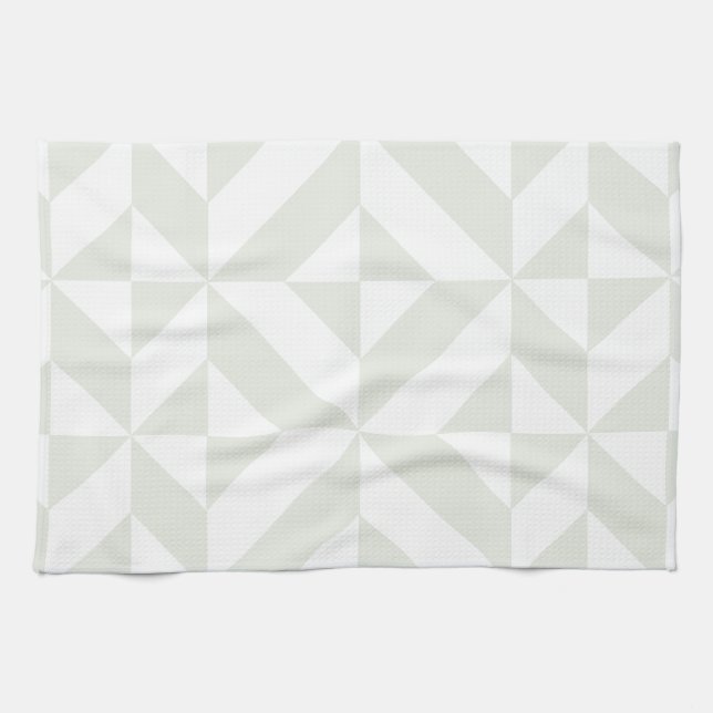 Pale Grey Geometric Deco Cube Pattern Kitchen Towel (Horizontal)
