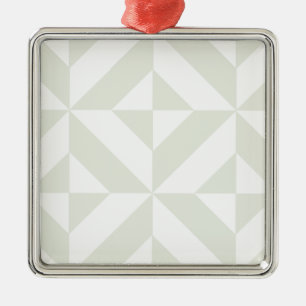 Pale Grey Geometric Deco Cube Pattern Metal Ornament
