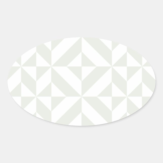 Pale Grey Geometric Deco Cube Pattern Oval Sticker (Front)
