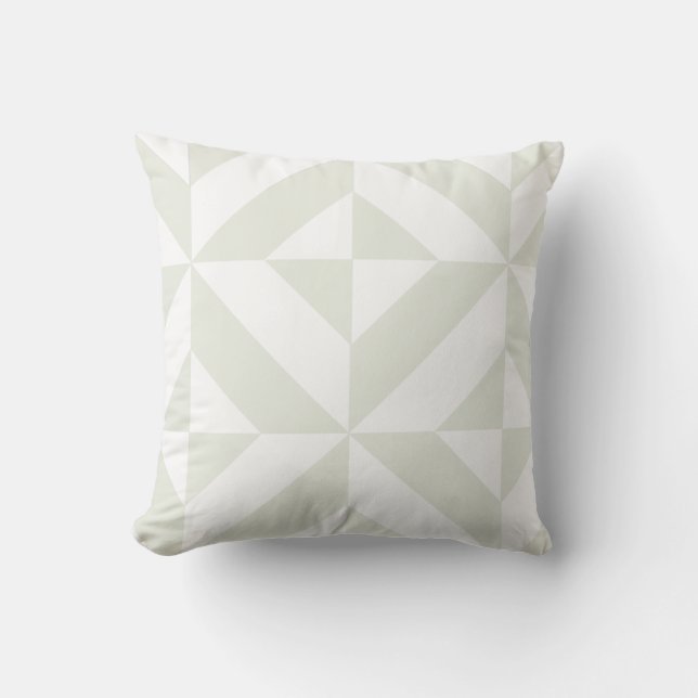 Pale Grey Geometric Deco Cube Pattern Throw Pillow (Front)