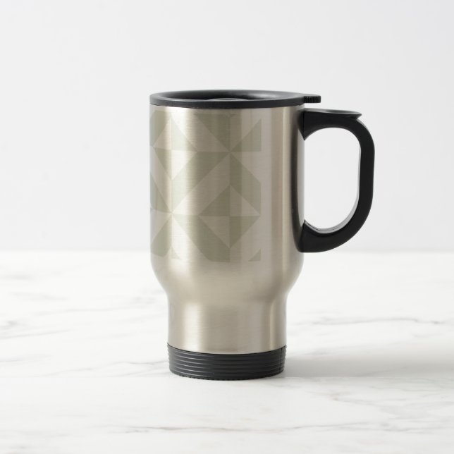 Pale Grey Geometric Deco Cube Pattern Travel Mug (Right)