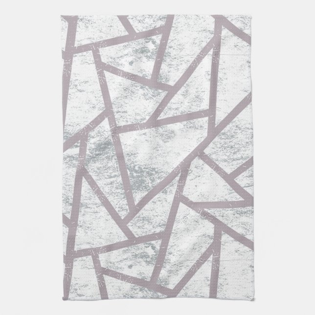 Pale grey mosaic pattern kitchen towel (Vertical)