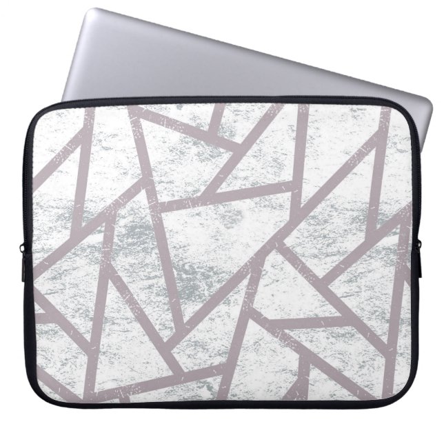 Pale grey mosaic pattern laptop sleeve (Front)