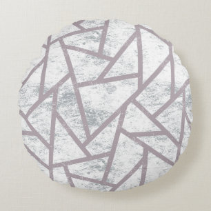 Pale grey mosaic pattern round pillow