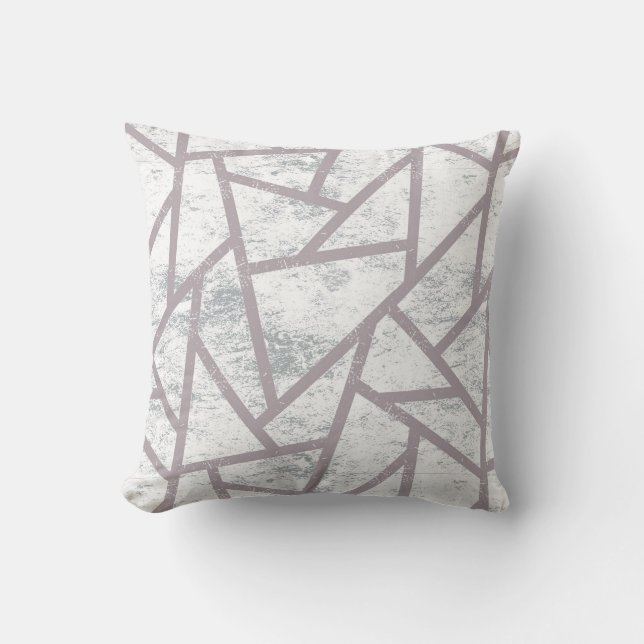 Pale grey mosaic pattern throw pillow (Front)