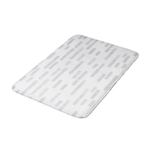 Pale Grey on White Rounded Lines Pattern Bath Mat