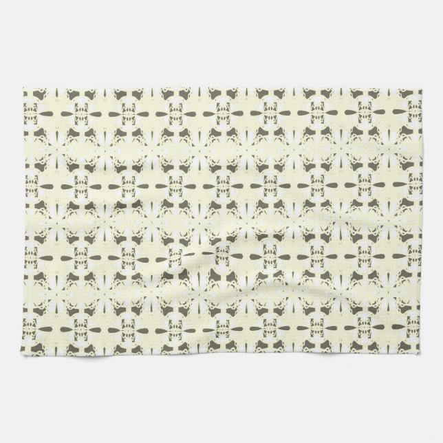 Pale grey-pink ornament. kitchen towel (Horizontal)
