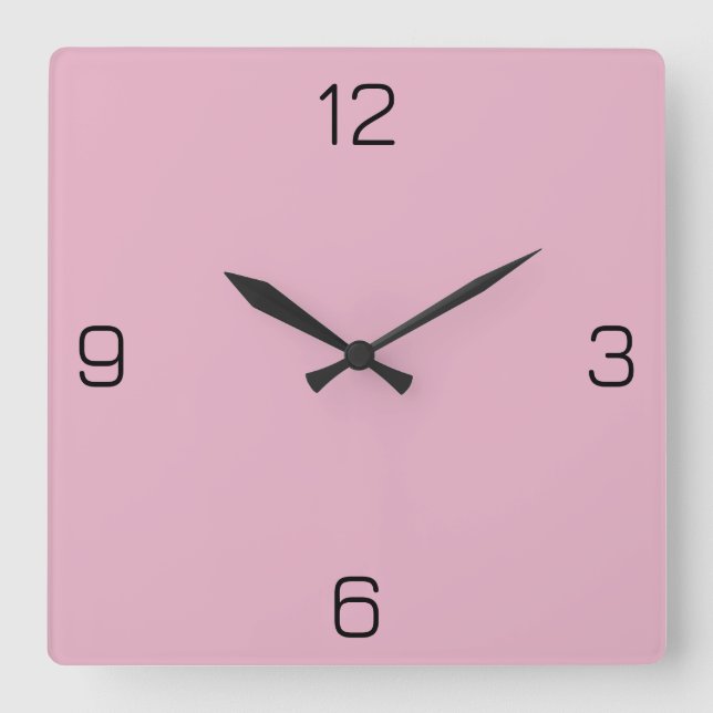 Pale Grey Raspberry E6B0C4 - Option to Add Name Square Wall Clock (Front)