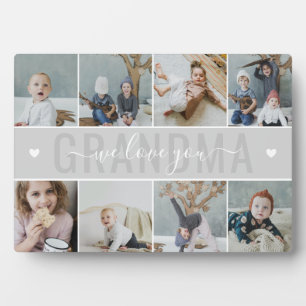 Pale Grey We Love You Grandma Photo Collage Plaque