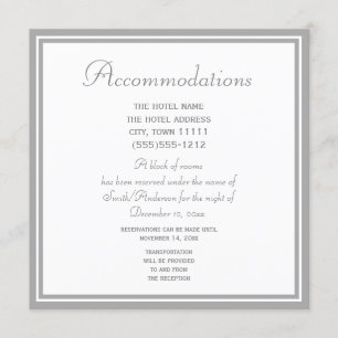 Pale Grey Wedding Accommodations Card