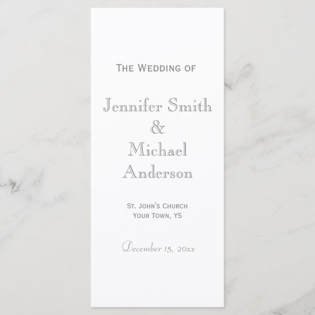 Pale Grey Wedding Program (Front)