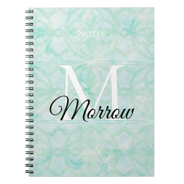  Pale Jade Batik Name and Year  Notebook (Front)