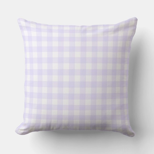 Pale Lavender Basic Gingham Pattern Large version Throw Pillow (Front)