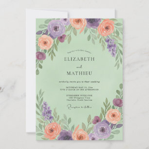 Pale Lavender Coral Petal Wedding Invitation