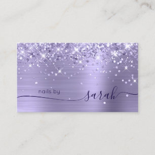 Pale Lavender Glittery Glam Stylish Signature Business Card