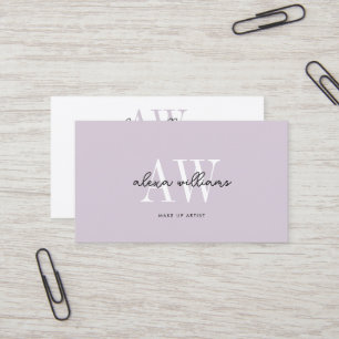 Pale Lavender Monogram Typography Script QR code Business Card