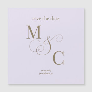 Pale Lavender Monogram Wedding Save Date Magnetic