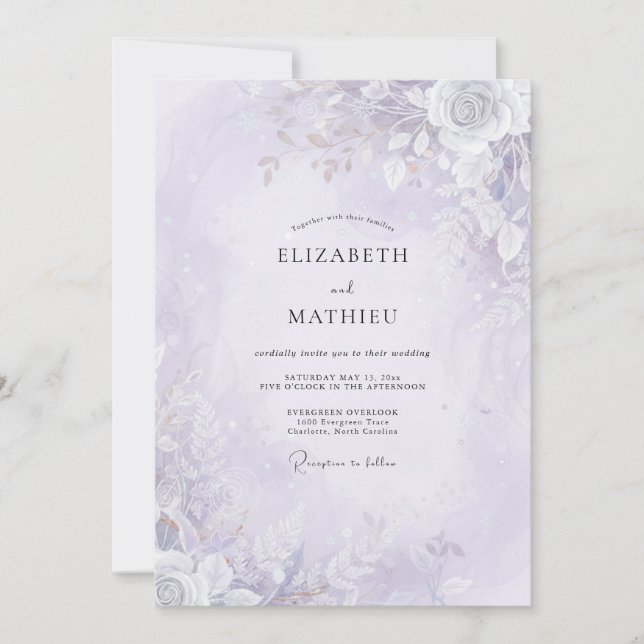 Pale Lavender Painted Wedding Invitation (Front)