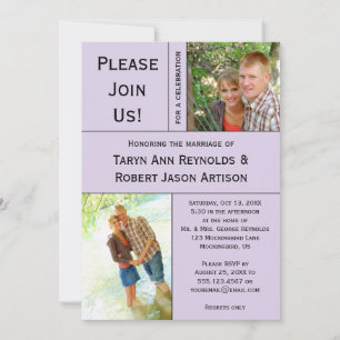 Pale Lavender Photo Block Post Wedding Invitation