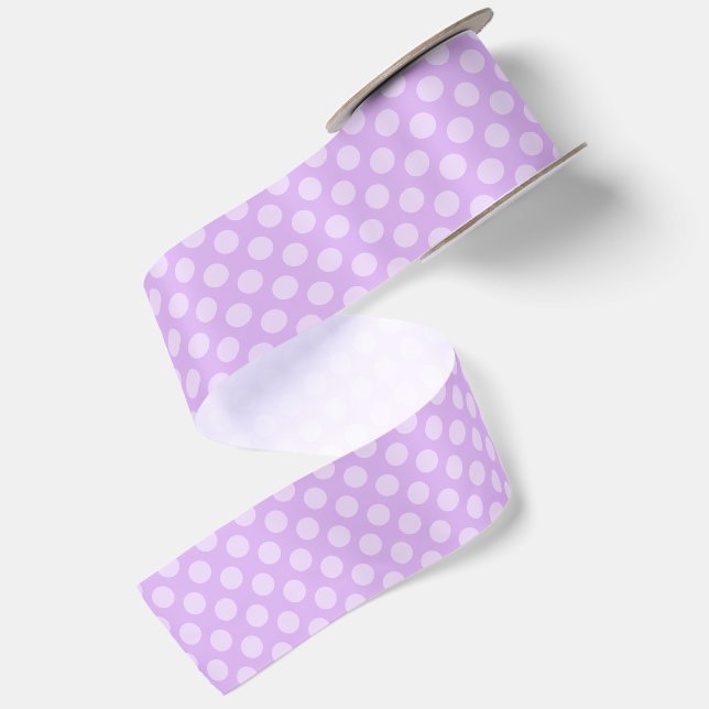 Pale Lavender Polka Dot Satin Ribbon (Front+Back)