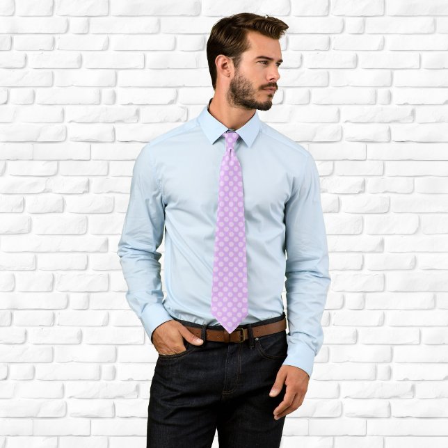 Pale Lavender Polka Dot Tie (Pale Lavender Polka Dot Neck Tie)