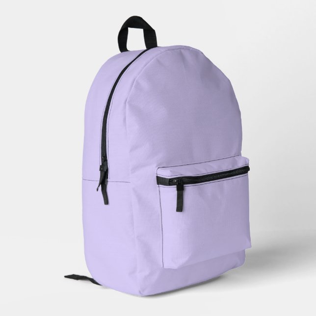 Pale Lavender Solid Colour Printed Backpack (Back Corner Left)