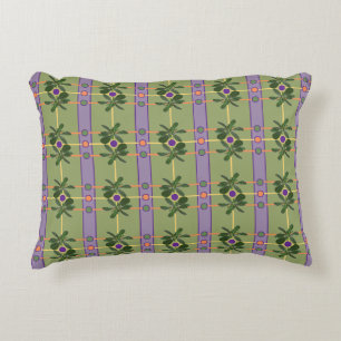 Pale Lavender Stripes with Greens Accent Pillow