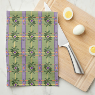 Pale Lavender Stripes with Greens Kitchen Towels