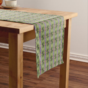 Pale Lavender Stripes with Greens Table Runner