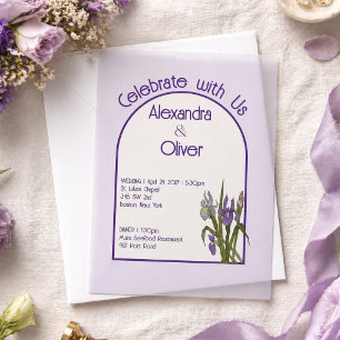 Pale Lavender Watercolor Iris Vellum Wedding Invitations
