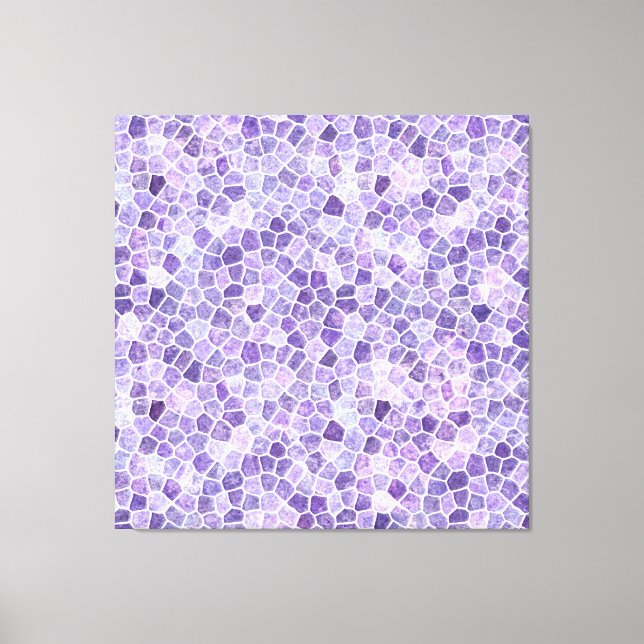 Pale Lilac And Purple Cobbled Patchwork Terrazo Pa Canvas Print (Front)
