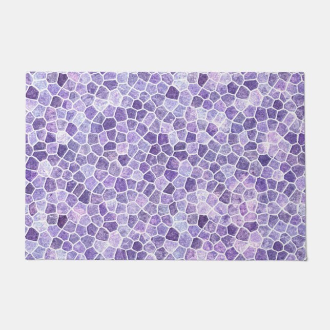 Pale Lilac And Purple Cobbled Patchwork Terrazo Pa Doormat (Front)
