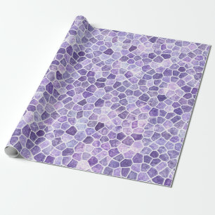 Pale Lilac And Purple Cobbled Patchwork Terrazo Pa Wrapping Paper
