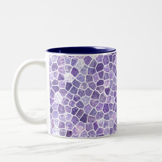 Pale Lilac And Purple Cobbled Patchwork Terrazo Two-Tone Coffee Mug (Left)
