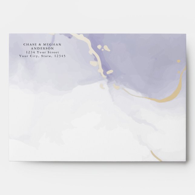 Pale Lilac Mauve and Gold Envelope (Front)