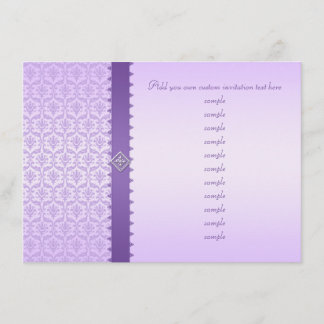 Pale Lilac Metallic Damask with Lace Edged Ribbon Invitation