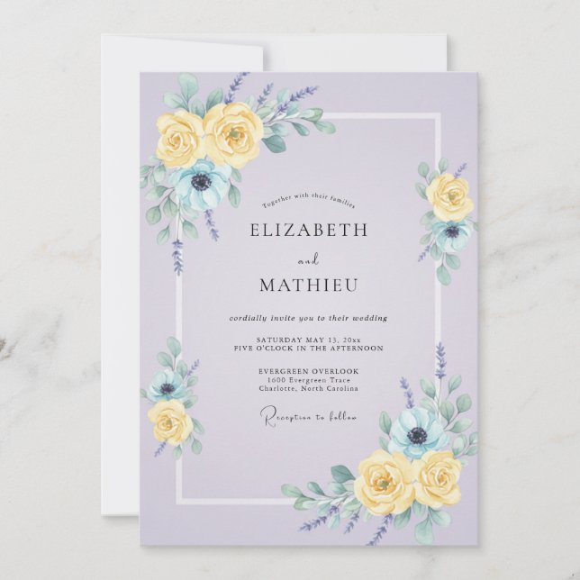 Pale Lilac Petal Wedding Invitation (Front)