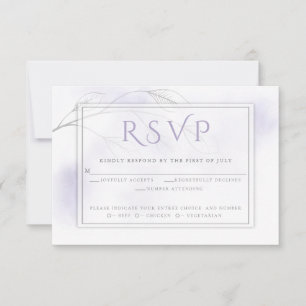 Pale Lilac Watercolor Wash Grey Willow RSVP Card