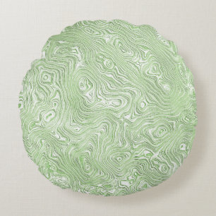 Pale Lime Green Abstract Moiré Rippled Pattern Round Pillow