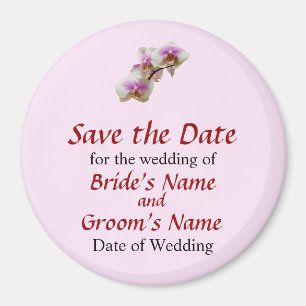 Pale Magenta and White Orchids Save The Date Magnet