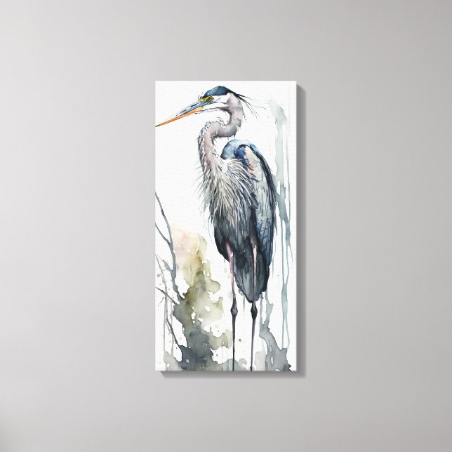 Pale Majesty Great Blue Heron Standing Swamp AI Canvas Print (Front)