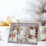 Pale Mauve Merry Christmas Photo Collage Trendy Holiday Card<br><div class="desc">Trendy pale mauve Merry Christmas cards with chic handwritten scrawl above your family photo collage of your 5 favourite 2025 pictures. Chic and contemporary Christmas cards featuring one vertical photograph in the centre and 4 square pictures on the sides.</div>