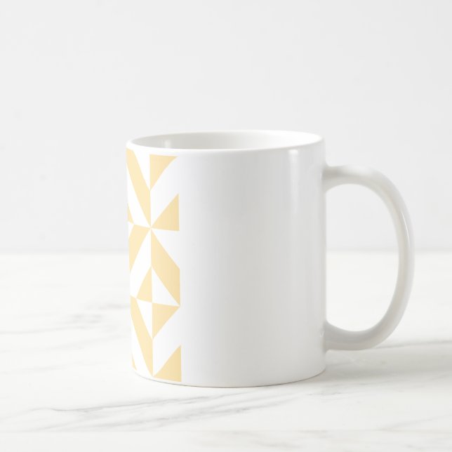 Pale Melon Geometric Deco Cube Pattern Coffee Mug (Right)