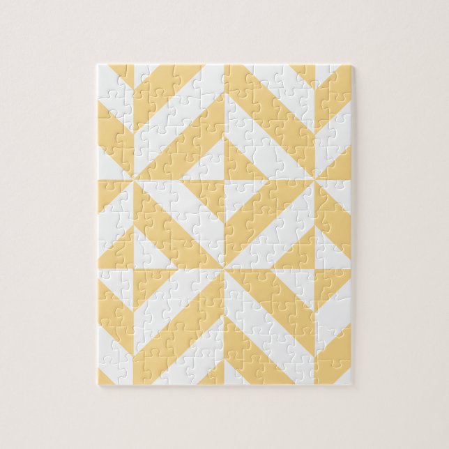 Pale Melon Geometric Deco Cube Pattern Jigsaw Puzzle (Vertical)