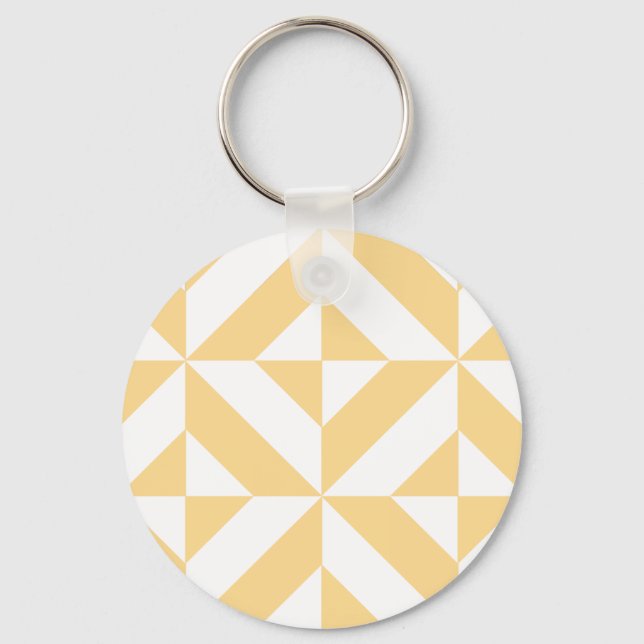 Pale Melon Geometric Deco Cube Pattern Keychain (Front)