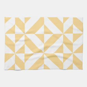 Pale Melon Geometric Deco Cube Pattern Kitchen Towel