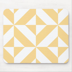 Pale Melon Geometric Deco Cube Pattern Mouse Pad