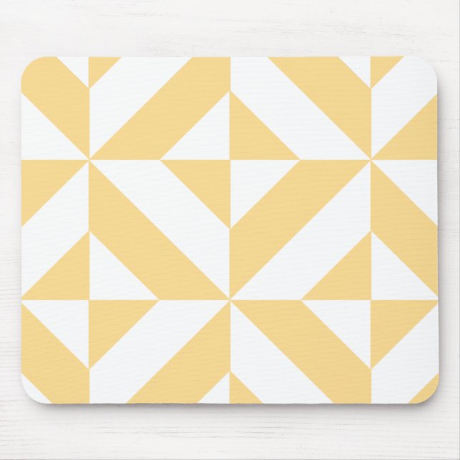 Pale Melon Geometric Deco Cube Pattern Mouse Pad (Front)