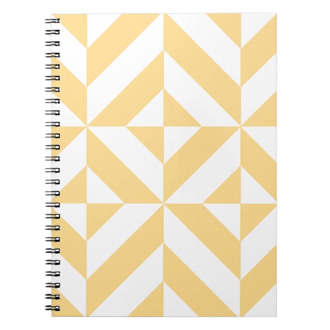 Pale Melon Geometric Deco Cube Pattern Notebook (Front)