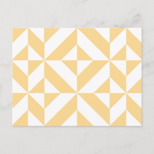 Pale Melon Geometric Deco Cube Pattern Postcard